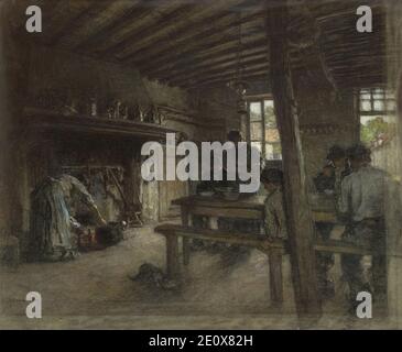 Léon Augustin Lhermitte le Repas des Ouvriers à la Ferme 1913. Foto Stock