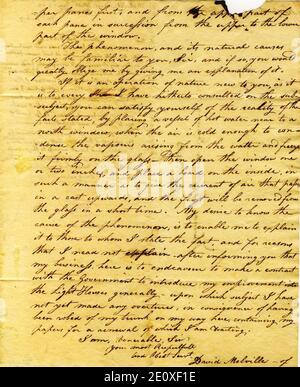 Lettera firmata David Melville, Washington City, a Thomas Jefferson, Monticello, Virginia, 23 gennaio 1822, pagina 3. Foto Stock