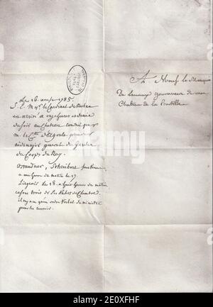 Lettre d'empastillement du Cardinal de Rohan (1785-08-16).verso. Foto Stock