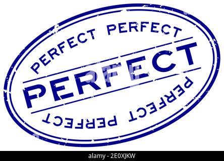 Grunge blu perfetto parola ovale sigillo timbro su sfondo bianco Illustrazione Vettoriale