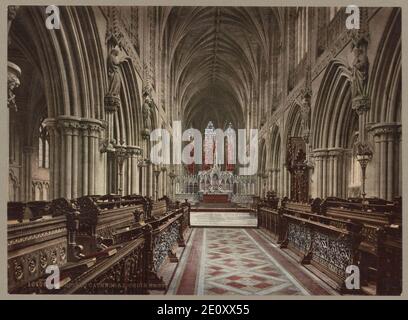 Lichfield Cathedral, Coro Est Foto Stock