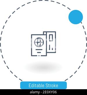 icona del vettore passport icone del contorno del tratto modificabili per il web e. cellulare Illustrazione Vettoriale