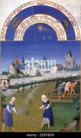 Fratelli Limbourg - Les très riches heures du Duc de Berry - Juin (giugno) Foto Stock