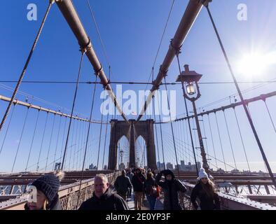 New York City, NY (USA) - 16 novembre 2019: Ponte di Brooklyn Foto Stock