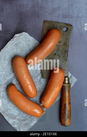 Salsicce di carne con scissione, Svizzera, Europa Foto Stock