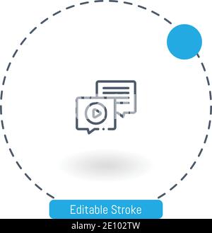 Icona vettore di videochat icone di contorno del tratto modificabili per il Web e. cellulare Illustrazione Vettoriale