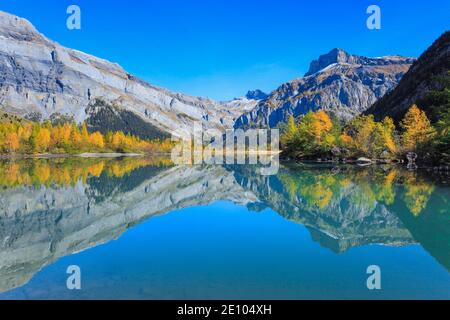 Lac de Derborence e Mont Gond, Vallese, Svizzera, Europa Foto Stock