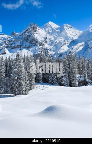 Blüemlisalp Rothorn, Blüemlisalphorn, Oeschinenhorn, Alpi Bernesi, Svizzera, Europa Foto Stock