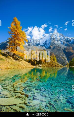 Lac Bleu, Dent de Perroc, Vallese, Svizzera, Europa Foto Stock