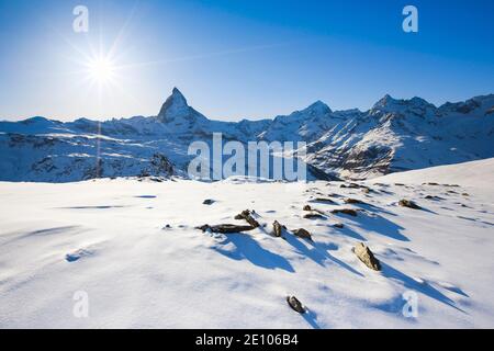 Cervino, 4478 m, Zermatt, Vallese, Svizzera, Europa Foto Stock