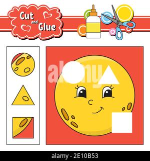 Tagliare e incollare. Istruzione foglio di lavoro in via di sviluppo. Pagina attività. Gioco per bambini. Isolato illustrazione vettoriale in Cartoon carino stile. Illustrazione Vettoriale