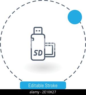 icona vettore scheda sd icone del tratto modificabili per il web e mobile Illustrazione Vettoriale