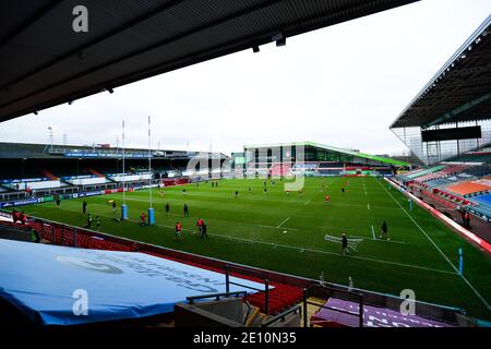 Leicester, Regno Unito. 3 gennaio 2021; Welford Road Stadium, Leicester, Midlands, Inghilterra; Premiership Rugby, Leicester Tigers contro Bath Rugby; una visione generale del Mattoli Woods Welford Road Stadium prima del lancio Credit: Action Plus Sports Images/Alamy Live News Foto Stock