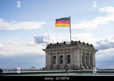 Reichstag, edificio del parlamento tedesco e la visita al suo tetto Foto Stock