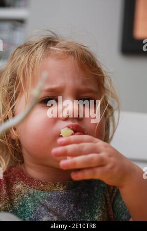 dh Girl computer toddler giocare BAMBINI UK bambina bambino giocattolo di 2  anni solo casa al chiuso utilizzando un giocattolo rosa per computer  portatile Foto stock - Alamy