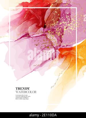 Marmo di lusso e tessuto di sfondo oro astratto. Flusso liquido marmorcante rosso arancio, inchiostro acrilico che colma arte con stile naturale lusso roteole di marbl Illustrazione Vettoriale