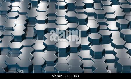 Fondo esagonale astratto. rendering 3d di esagoni lucidi scuri Foto Stock