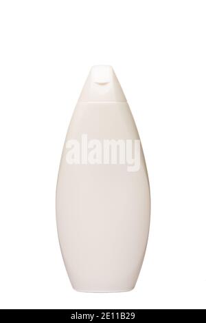 Flacone bianco per prodotti igienici senza iscrizioni su fondo bianco isolato. Foto Stock