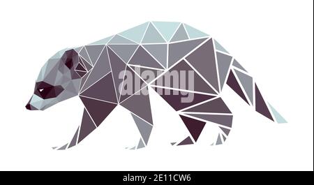 Raccoon vettoriale in stile poly basso Illustrazione Vettoriale