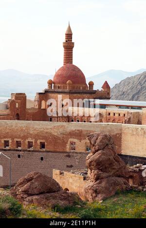 Palazzo Ishak Pasha a Dogubeyazit ad Agri, Turchia. Ishak Pasha nella Turchia orientale vicino alla città di Dogubeyazit sulle pendici del Monte Ararat, Agri, Turchia. Foto Stock