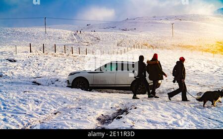 Moel Eilio, una montagna che è un vicino di Snowdon, situato tra Waunfawr e Llanberis, Gwynedd, Galles del Nord. Preso il 31 dicembre 2020. Foto Stock