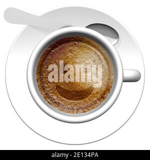 Illustrazione 3D. Tazza di caffè Emoticon. Foto Stock