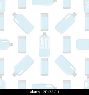 Illustrazione sul set di temi bottiglie di plastica di tipo identico per acqua potabile. Modello d'acqua composto da accessori per la cucina di raccolta, bottiglia di plastica Illustrazione Vettoriale