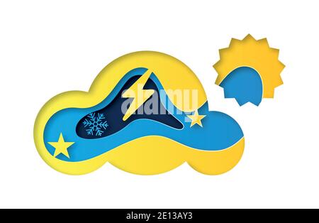 Meteo vettoriale in stile arte della carta Illustrazione Vettoriale