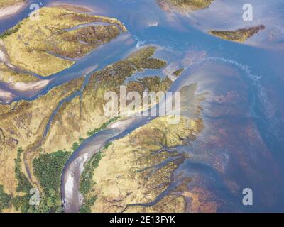 Vista aerea della testa di Loch Brook, Ullapool, Scozia Foto Stock