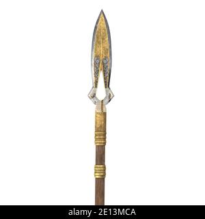lancia lunga, arma, su uno sfondo bianco isolato. illustrazione 3d Foto Stock