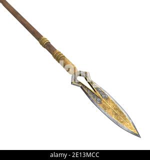 lancia lunga, arma, su uno sfondo bianco isolato. illustrazione 3d Foto Stock