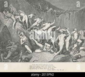 Illustrazione da Dantes Inferno vintage opera d'arte dalla poesia divina Foto Stock