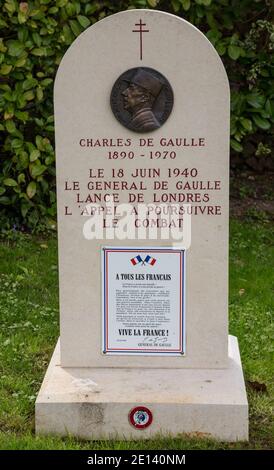 Lione la Foret Francia 3 maggio 2013 : Monumento al leader della guerra francese e l'eventuale presidente Charles de Gaulle Foto Stock