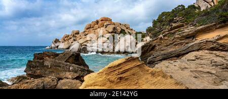 Rocce di granito a Capo testa in Sardegna Foto Stock