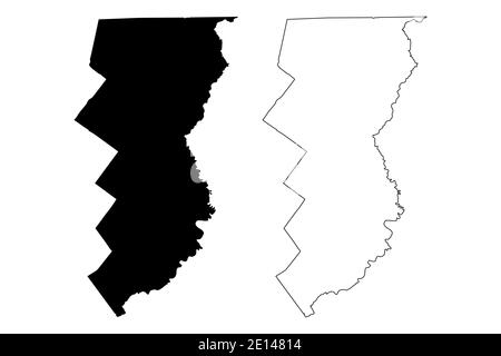 Essex County, Stato del Vermont (Stati Uniti, Stati Uniti d'America, Stati Uniti, Stati Uniti, Stati Uniti) mappa vettoriale illustrazione, schizzo scrimolo Essex mappa Illustrazione Vettoriale