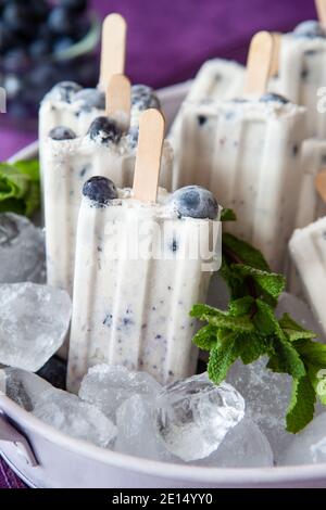 Mirtillo gelato Possicles Foto Stock