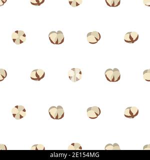 Design vintage naturale con motivo senza cuciture in cotone. Stampa decorativa. Illustrazione Vettoriale