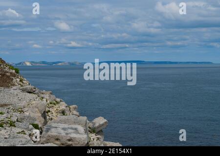 Vista dall'Isola di Portland, Dorset Foto Stock