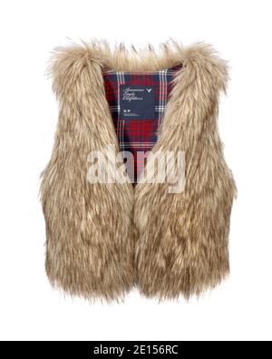 American Eagle Outfitters faux gilet in pelliccia fotografata su un bianco sfondo Foto Stock