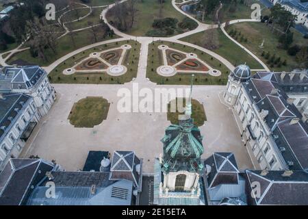 Phootto aereo del castello di Festetics a Keszthely, Ungheria Foto Stock