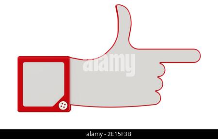 Il gesto della mano, che indica la direzione. Isolato. Illustrazione 3D Foto Stock