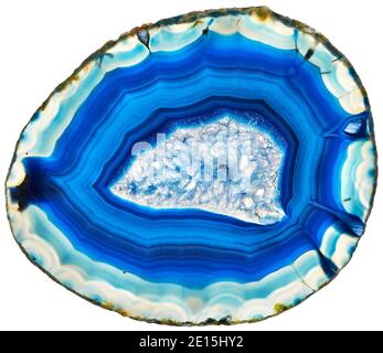 Azure Blue Agate Coasters progettato da Anna Rabinowicz di RabLabs fotografato su uno sfondo bianco Foto Stock