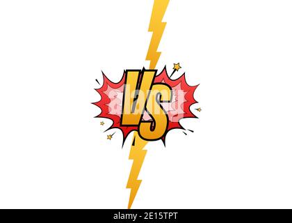 VS rispetto a blu e rosso fumetti design. Banner Battle Match, vs lettere la concorrenza di confronto. Illustrazione Vettoriale. Illustrazione Vettoriale