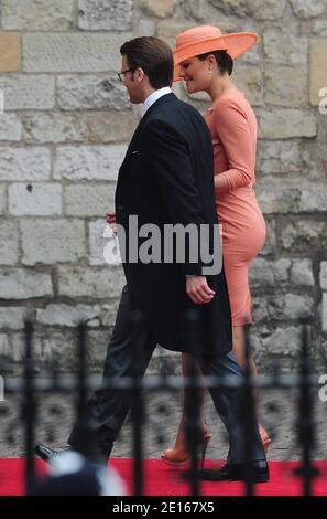 La Principessa Vittoria e il Principe Daniele di Svezia arriveranno all'Abbazia di Westminster per il matrimonio del Principe William con Kate Middleton, a Londra, Regno Unito, il 29 aprile 2011. Foto di Frederic Nebinger/ABACAPRESS.COM Foto Stock