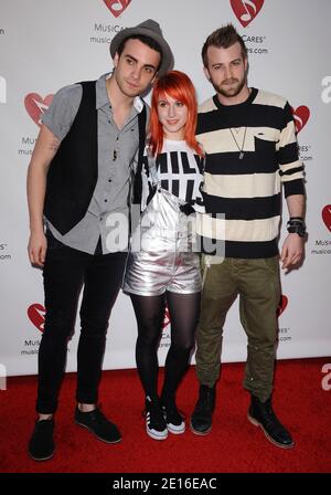 Taylor York, Hayley Williams, Jeremy Clayton Davis di Paramore partecipa al 7° programma annuale MusiCares MAP Fund benefit al Nokia LA Live di Los Angeles, CA, USA il 6 maggio 2011. Foto di Lionel Hahn/ABACAPRESS.COM Foto Stock