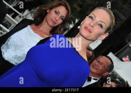 UMA Thurman arriva per la proiezione del film 'Les biens-aimes' durante il 64° Festival Internazionale del Cinema di Cannes, al Palais des Festivals di Cannes, Francia meridionale, il 22 maggio 2011. Foto di Hahn-Nebinger-Genin/ABACAPRESS.COM Foto Stock