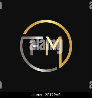 Modello vettoriale originale di tipografia creativa con logo FM Letter. Creative Circle Letter FM Logo Vector Illustrazione Vettoriale