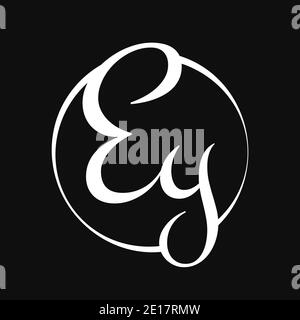 Testo iniziale del logo del tipo di lettera dello script EY con modello vettoriale di tipografia moderna. Creative script Letter EY Logo Design Illustrazione Vettoriale