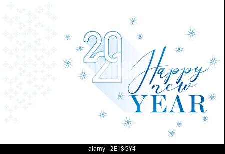 Happy New Year 2021 con sfondi bianchi isolati, ornamento scintillante con numero di caratteri 2021, felice anno nuovo blu, per biglietti d'auguri, banner, volantino, Illustrazione Vettoriale