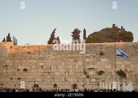 Il muro del pianto, la Città Vecchia di Gerusalemme, Israele Foto Stock